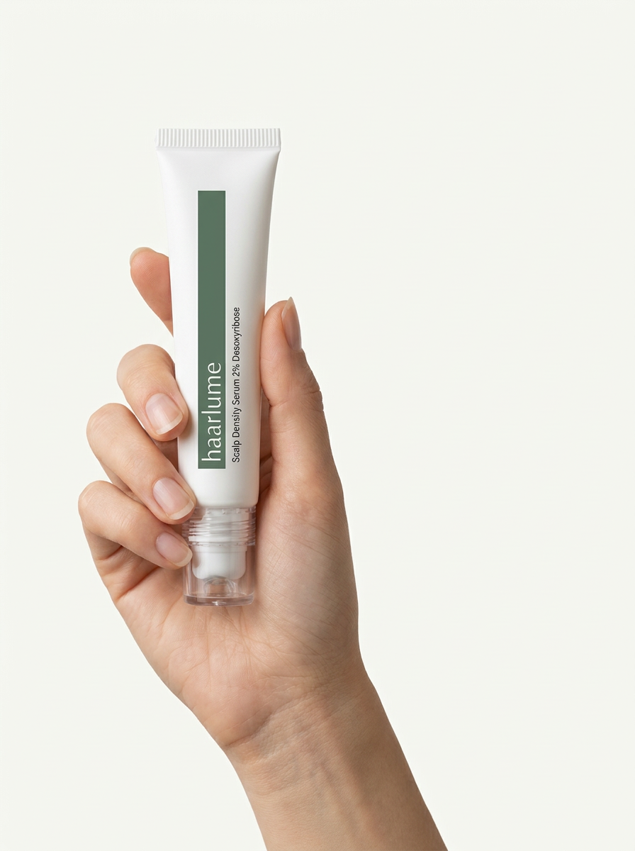 Haarlume Serum in der Hand