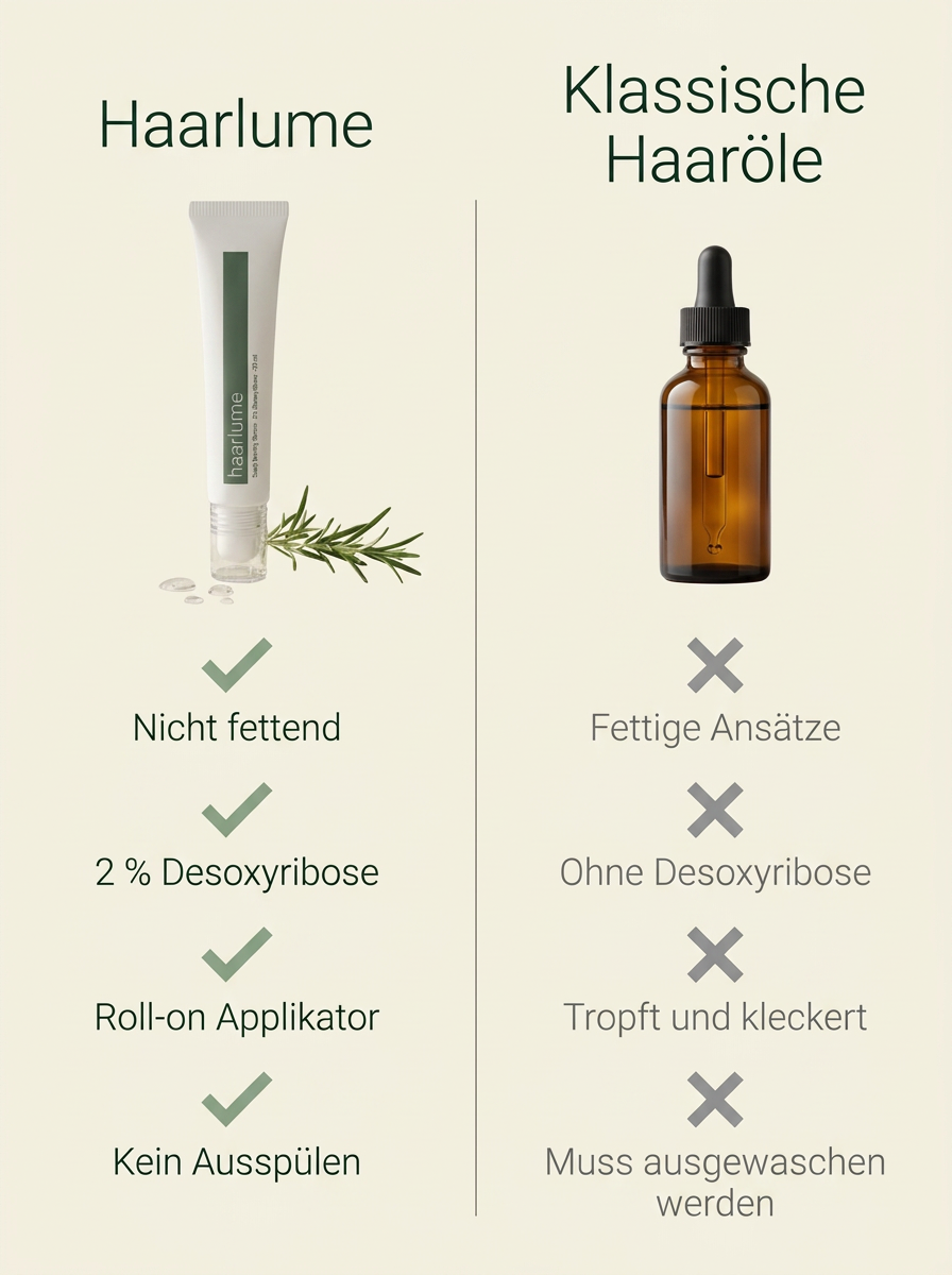 Haarlume im Vergleich zu klassischen Haarölen