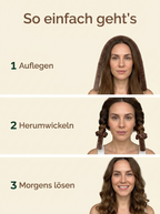 So einfach geht's: auflegen, Haar außen herumwickeln, morgens lösen
