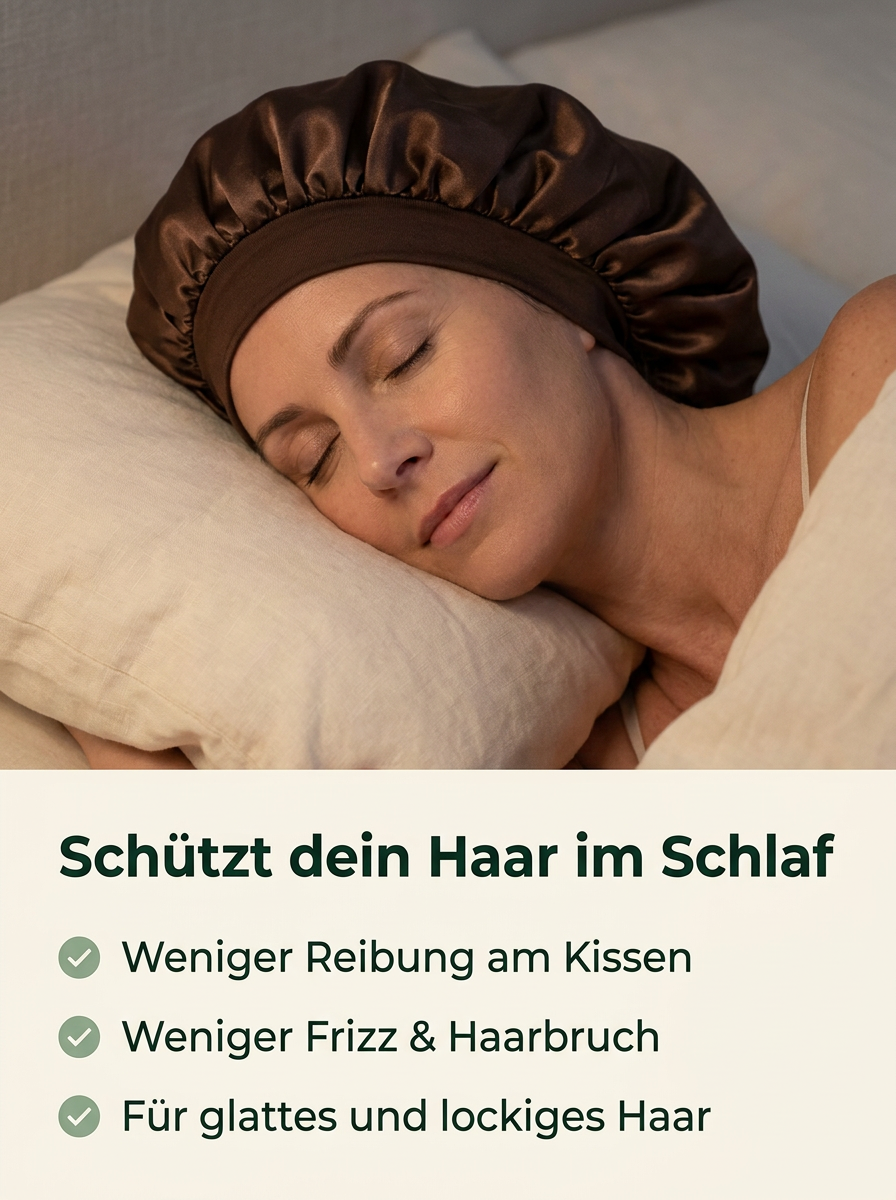 Schützt dein Haar im Schlaf: weniger Reibung, Frizz und Haarbruch